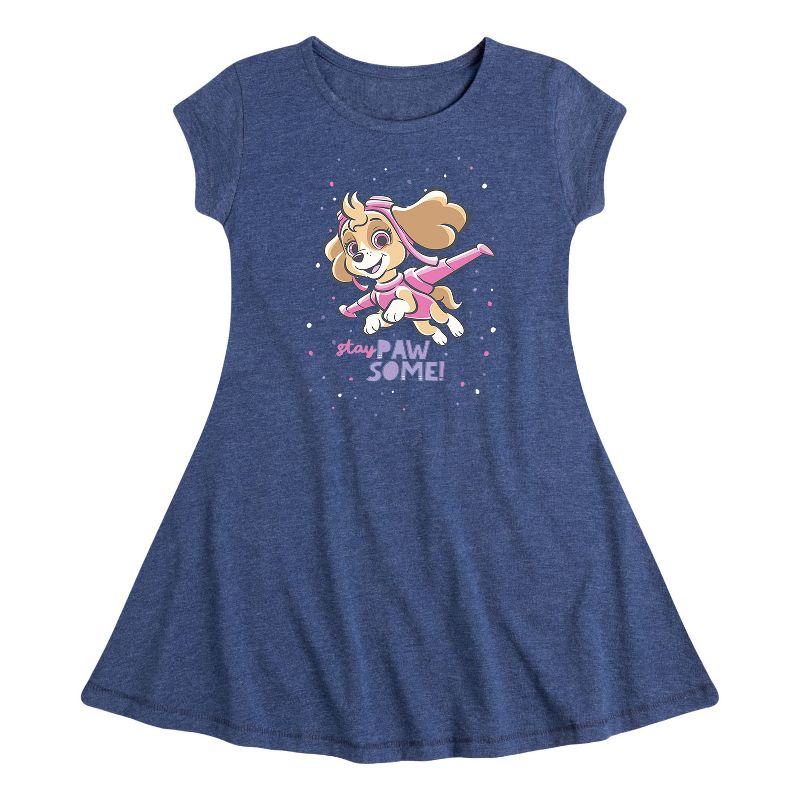 Girls' - Paw Patrol - Skye Stay Pawsome Fit & Flair Cap Sleeve Dress