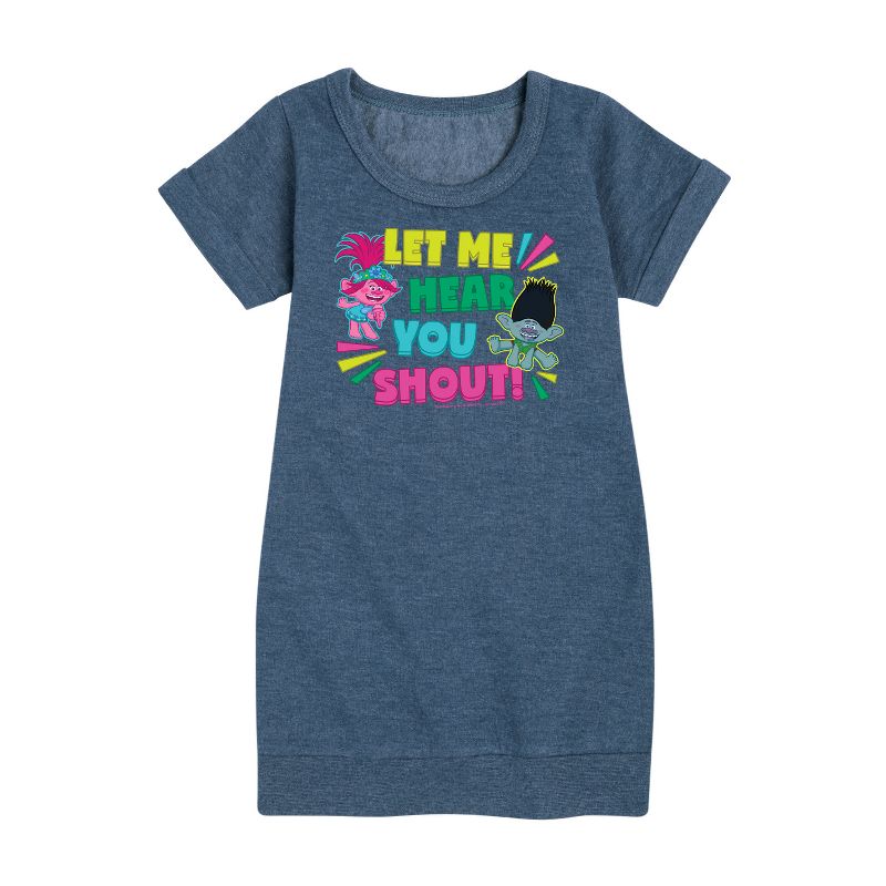 Girls' - Trolls - Let Me Hear You Shout Poppy and Branch Graphic Short Sleeve Fleece Dress