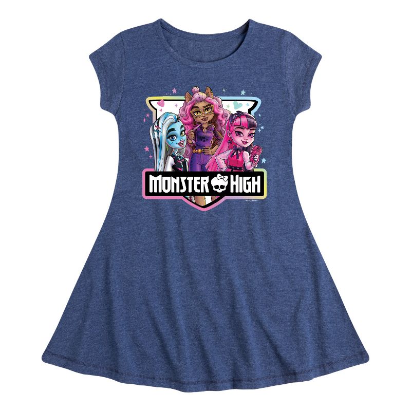 Girls' - Monster High - Group Badge Fit & Flair Cap Sleeve Dress