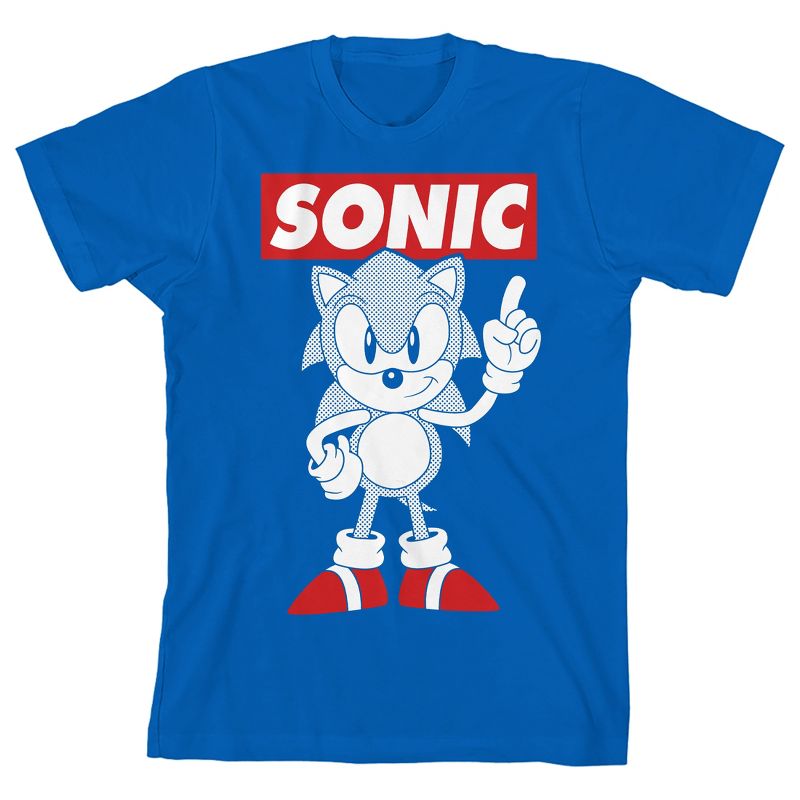 Sonic The Hedgehog Classic Olgilvie Maurice Boy's Royal Blue T-shirt-