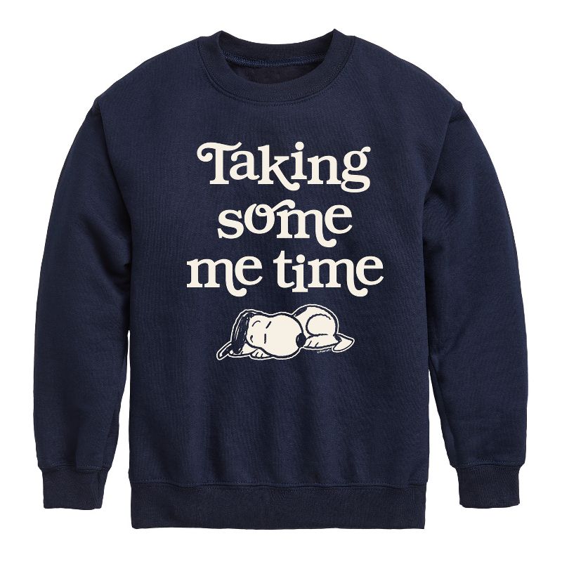 Boys' - Peanuts - Taking Some Me Time Graphic Long Sleeve Fleece Sweatshirt