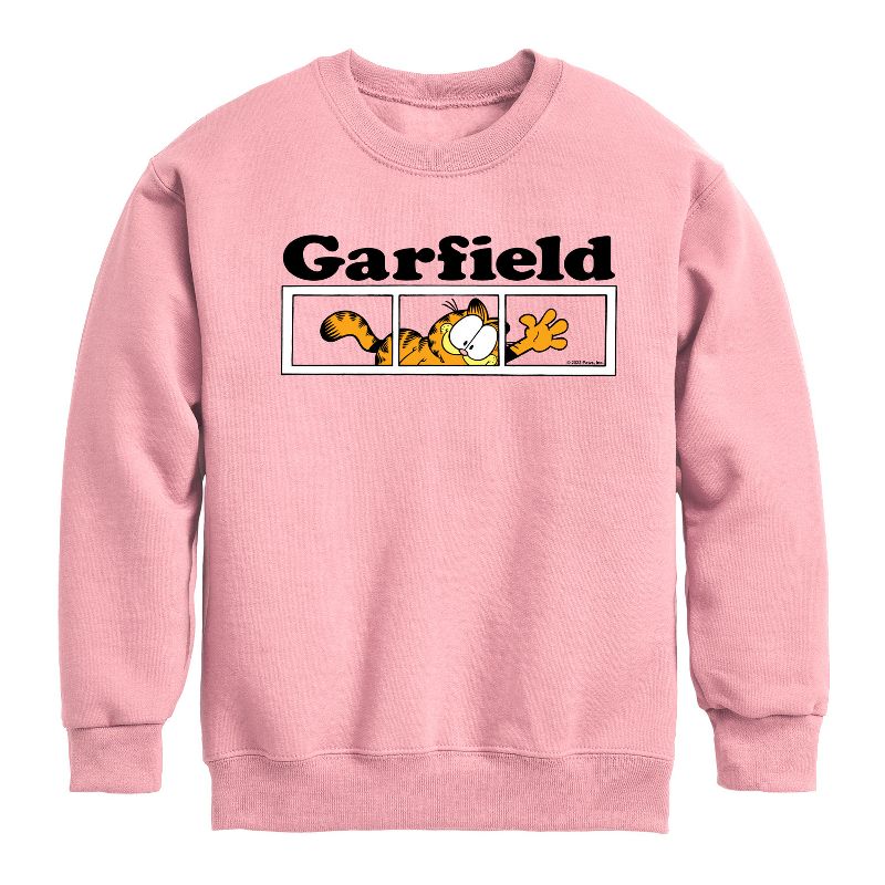 Boys' - Garfield - Garfield Panel Logo Graphic Long Sleeve Fleece Sweatshirt