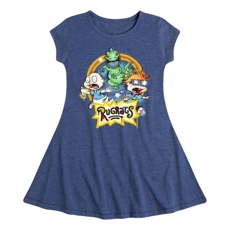 Girls' - Rugrats - Graffiti Fit & Flair Cap Sleeve Dress