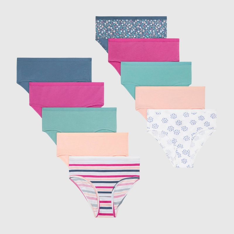 Hanes Girls' 10pk Cotton Stretch Brief Underwear - colors may vary