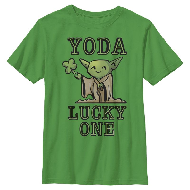 Boy's Star Wars St. Patrick's Day Cartoon Yoda Lucky One T-Shirt