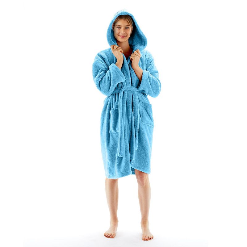 BC BARE COTTON Girls Hooded Robe Microfiber Plush Fleece Bathrobe