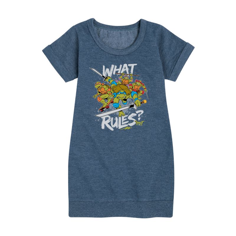 بنات - سلاحف النينجا - ما القواعد؟ فستان ليو وإخوانه الصوفي بأكمام قصيرة ورسومات جرافيكية