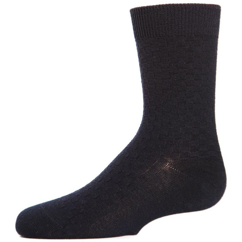Memoi Boys' Basket Weave Mercerized Cotton Crew Socks