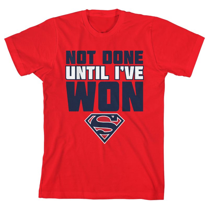 Superman Not Done Until I've Won Youth Red Graphic Tee