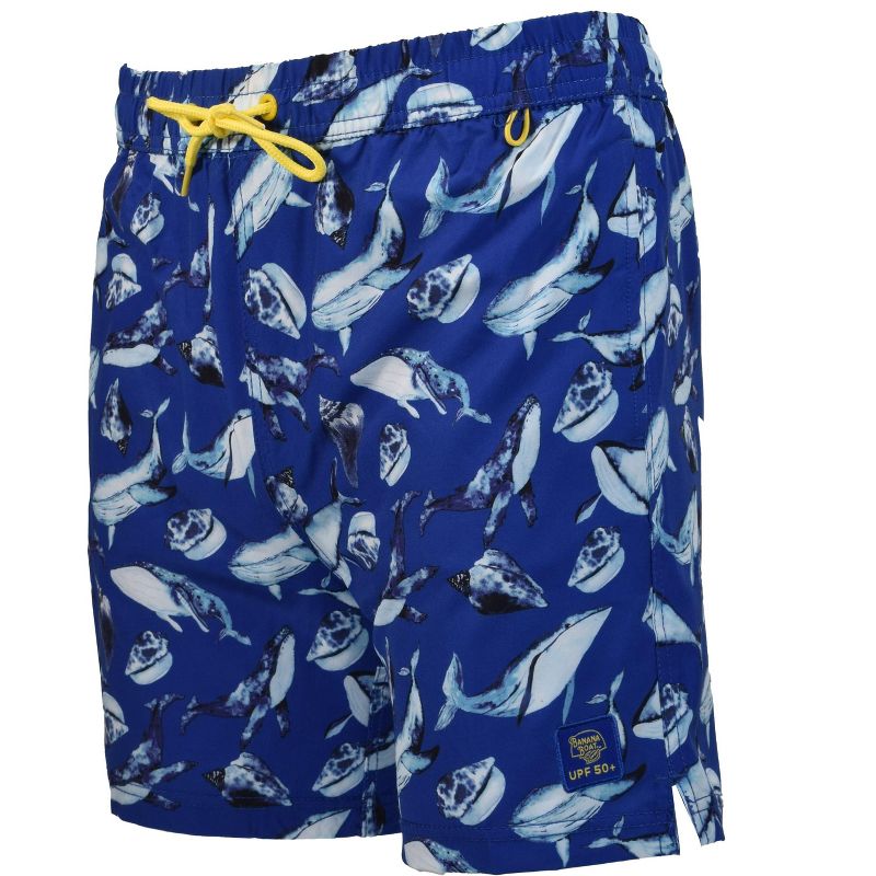 بدلة سباحة مطبوعة بطبعة حوت للأولاد من Banana Boat، بعامل حماية من أشعة الشمس فوق البنفسجية 50+، قابلة للتمدد في أربعة اتجاهات | لون ملكي أو أزرق مائي