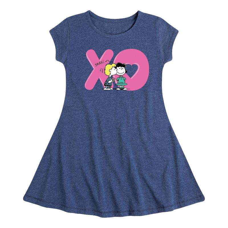 Girls' - Peanuts - Xo Schroeder Lucy Fit & Flair Cap Sleeve Dress