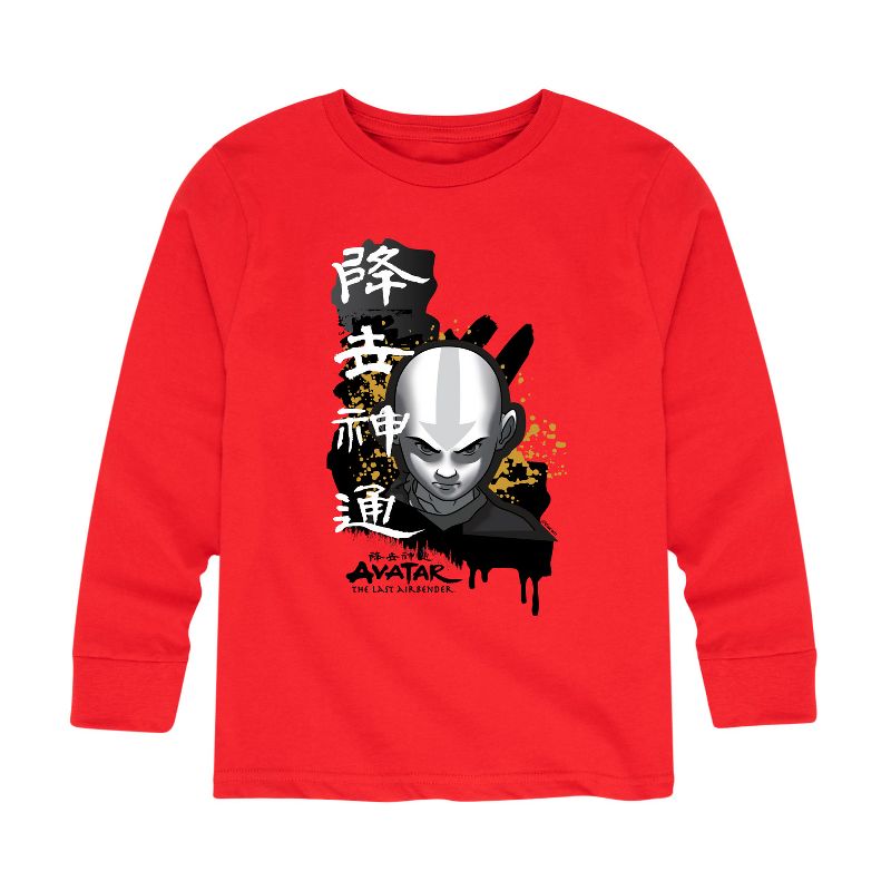 Boys' - Avatar: The Last Airbender - Aang Ink Splatter Long Sleeve Graphic T-Shirt
