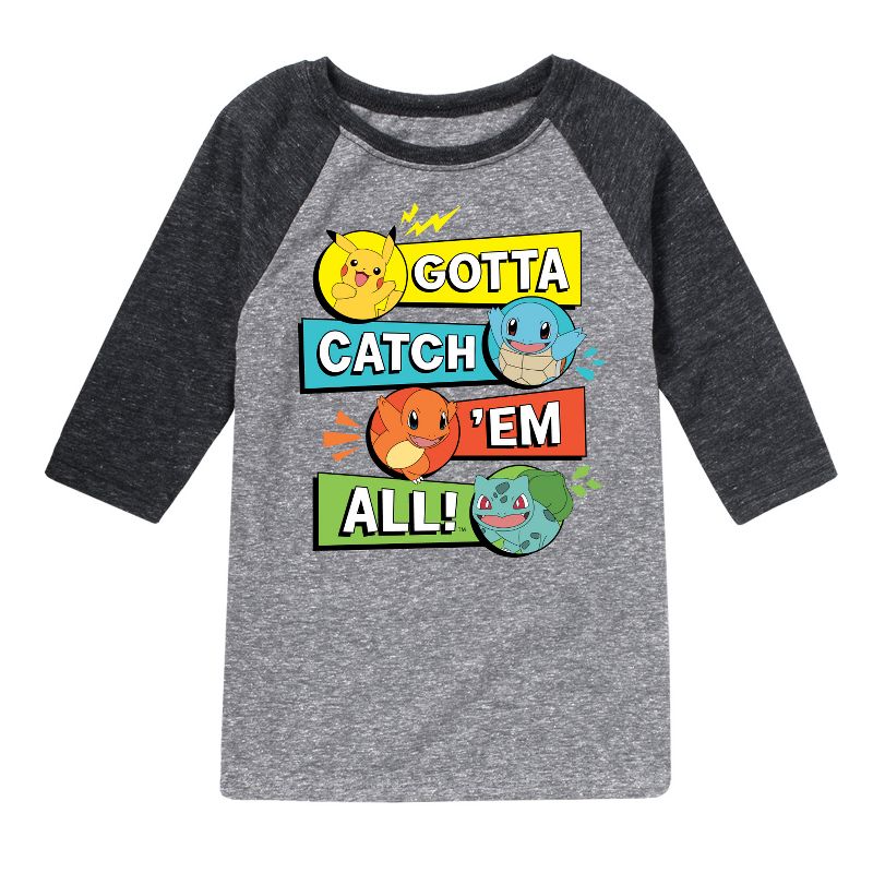 Boys' - Pokémon - Kanto Starters Raglan Graphic T-Shirt