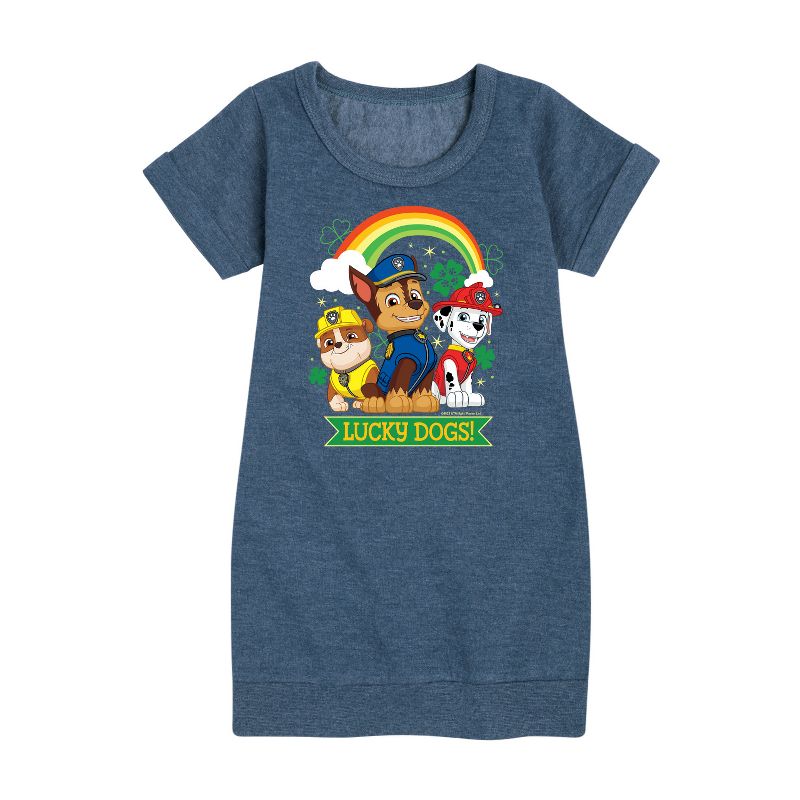 Girls' - Paw Patrol - Lucky Dogs Graphic Short Sleeve Fleece Dress