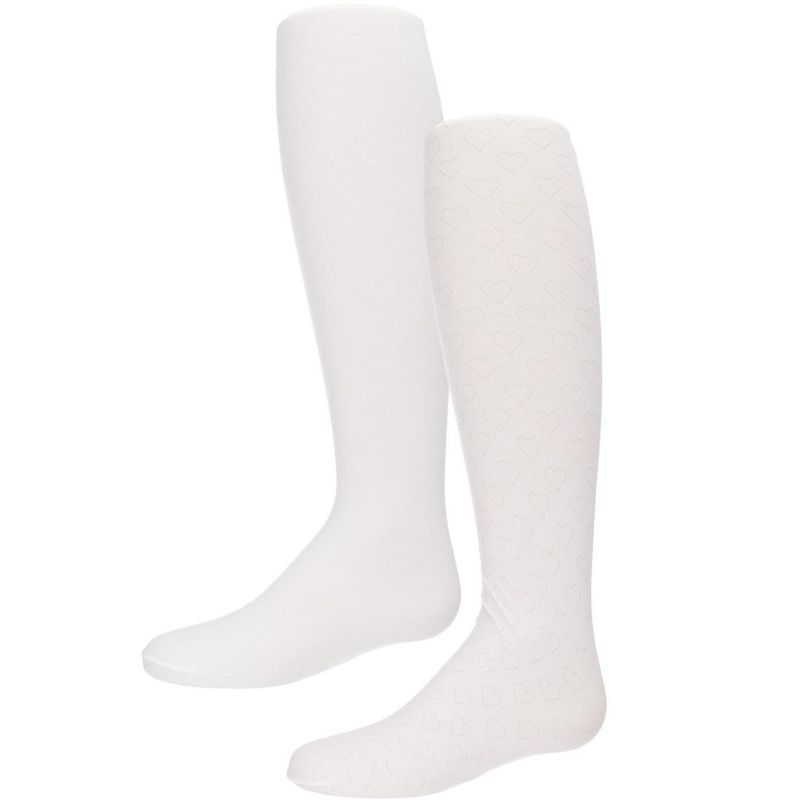 Memoi Girls' 2 Pair Pack Nylon Heart Tights