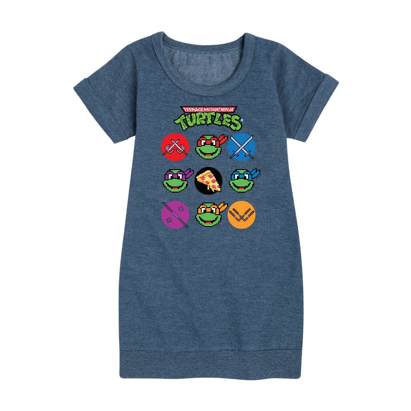 Girls' - Teenage Mutant Ninja Turtles - Turtles Character Grid Graphic Short Sleeve Fleece Dress