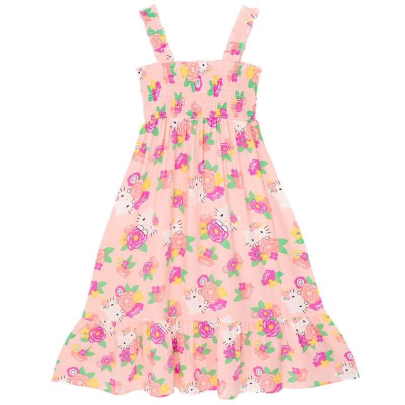 Hello Kitty Floral Girls Smocked Cami Maxi Dress Little Kid to Big