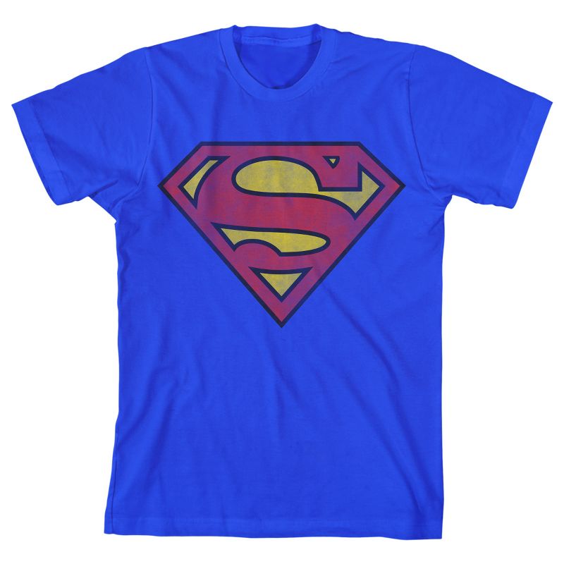 DC Comics Superman Vintage Logo Youth Royal Blue Graphic Tee