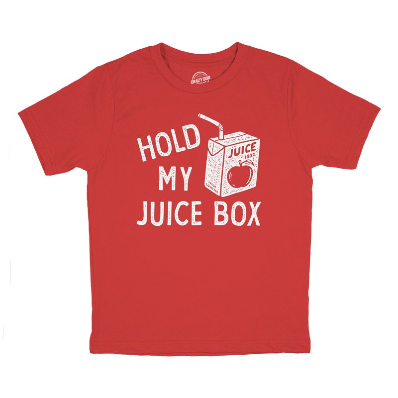 Youth Hold My Juice Box Funny Cute Apple Juicebox Graphic Novelty Tee For Kids - Crazy Dog Youth T Shirt
