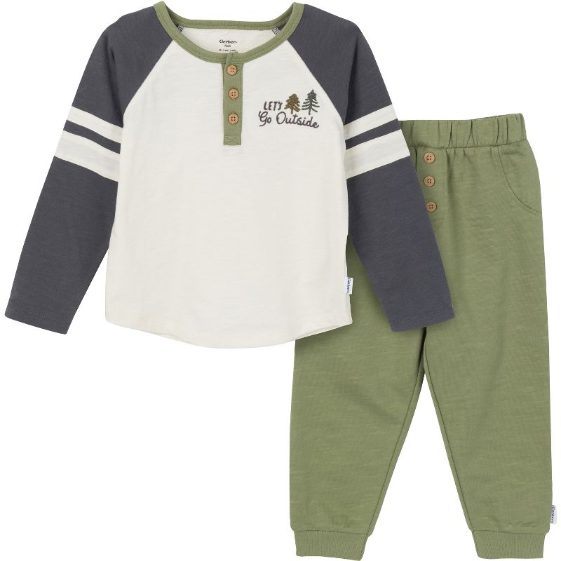 Gerber Toddler Boys' Henley Shirt and Joggers 2-Piece Set
