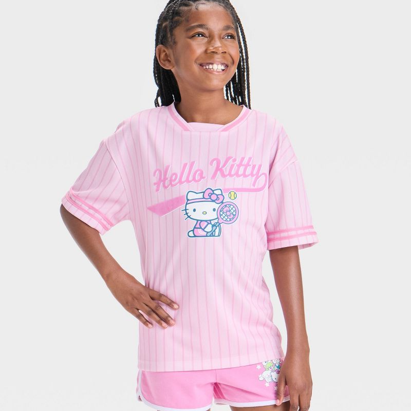 Girls' Hello Kitty Striped Jersey - Pink