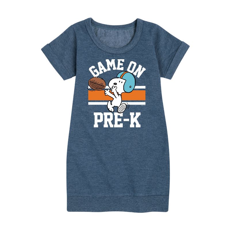 Girls' - Peanuts - Game On Pre-K Graphic Short Sleeve Fleece Dress
