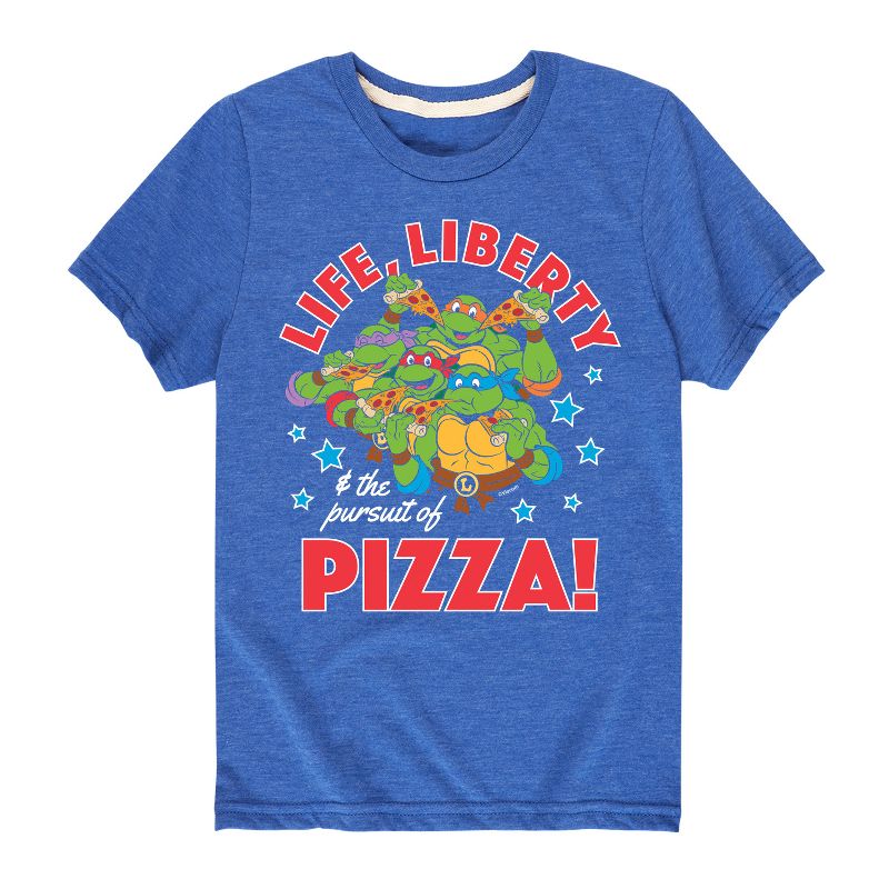 تي شيرت جرافيكي بأكمام قصيرة للأولاد من Teenage Mutant Ninja Turtles - Life Liberty Pursuit Of Pizza