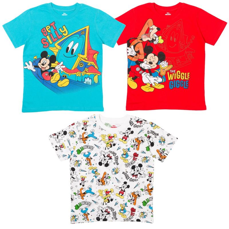 Disney Mickey Mouse 3 Pack T-Shirts Little Kid to Big Kid