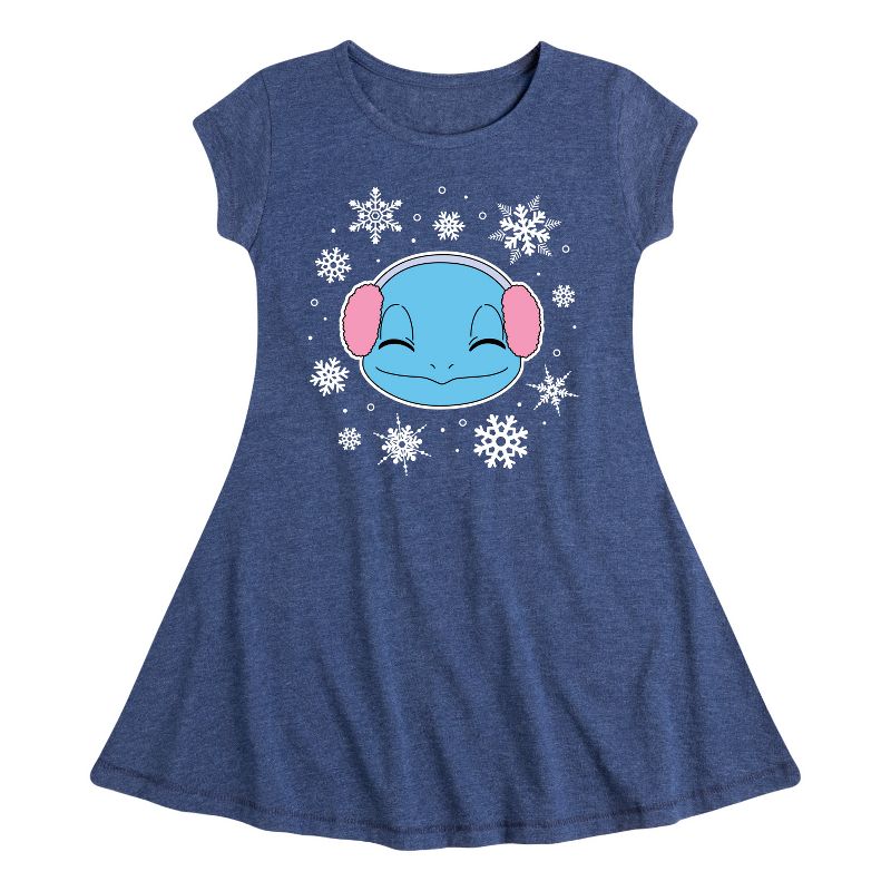Girls' - Pokémon - Squirtle And Snowflakes Fit & Flair Cap Sleeve Dress