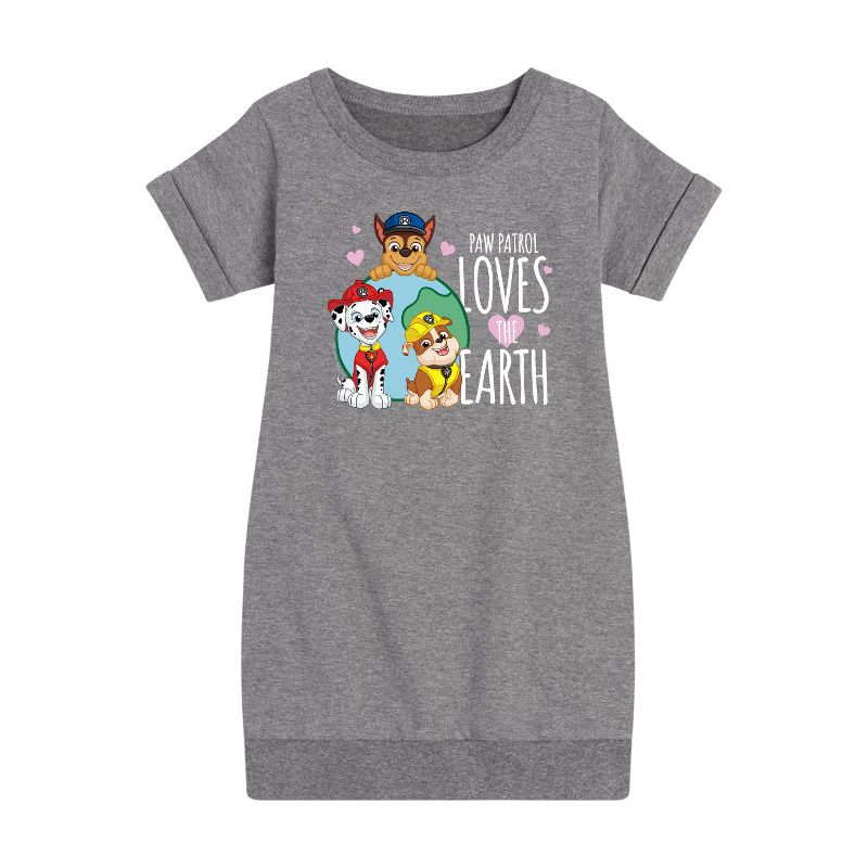 Girls' - Paw Patrol - Loves Earth Graphic Short Sleeve Fleece Dress