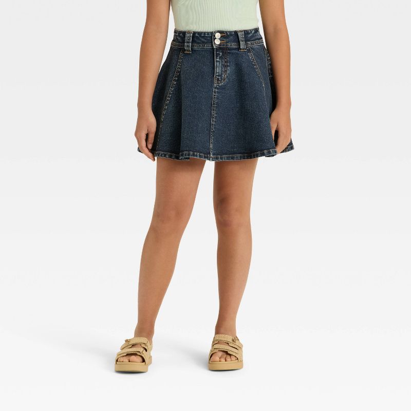 Girls' Pleated Denim Mini Skirt - art class™