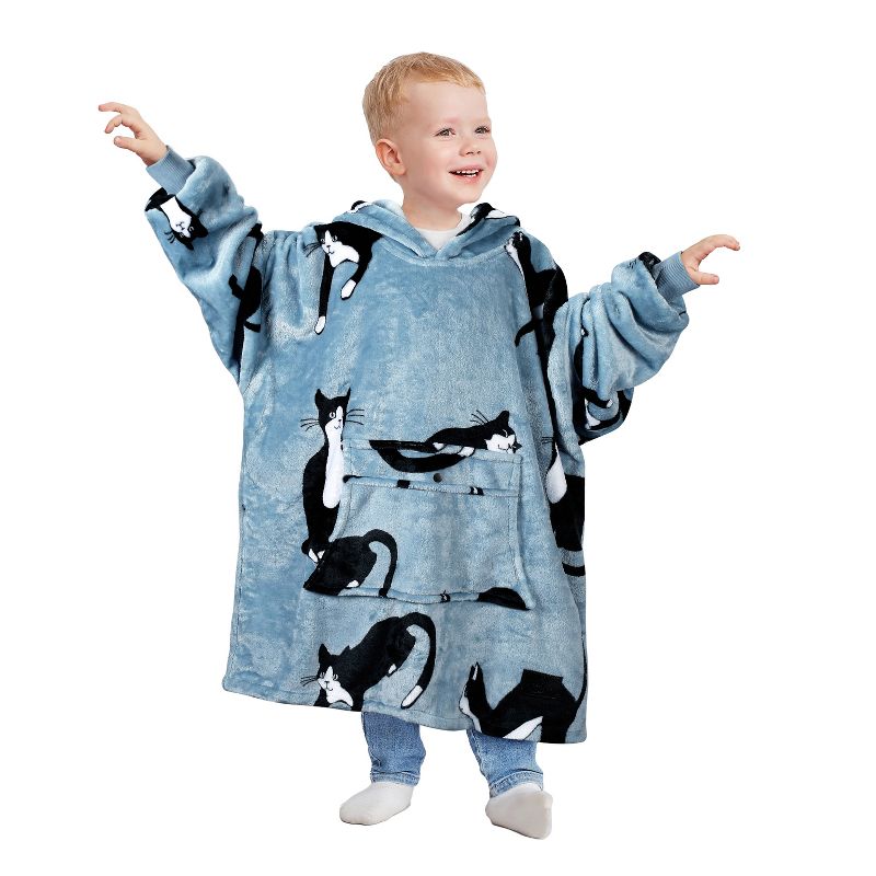 Catalonia Wearable Blanket Hoodie for Kids, Fleece Snuggy Sweatshirt Pullover, 4-12 Years Kids, Gift for Boys Girls, Gift Ideas