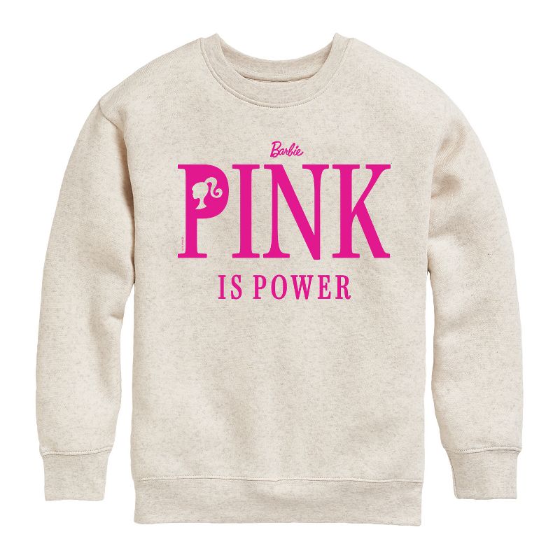 Boys' - Barbie - Pink Is Power Graphic Long Sleeve Fleece Sweatshirt