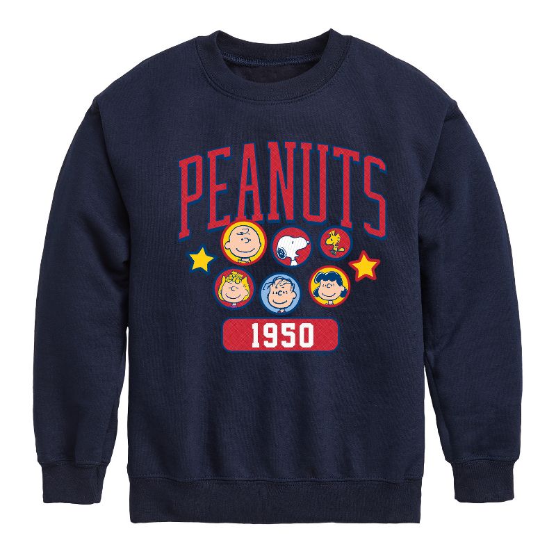 Boys' - Peanuts - Peanuts Crew Athletic Graphic Long Sleeve Fleece Sweatshirt