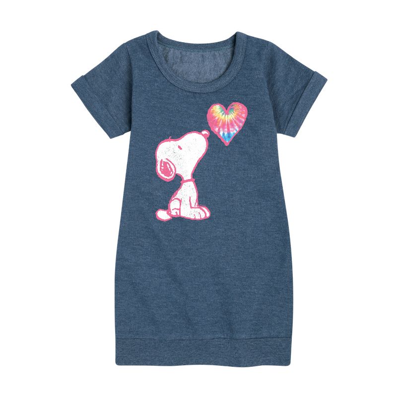 فستان بناتي من الصوف بأكمام قصيرة ورسومات قلب قوس قزح بألوان الباستيل من سنوبي - بينتس