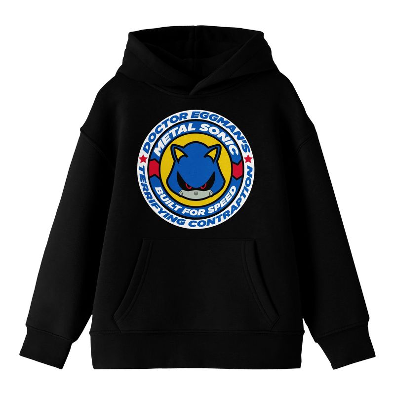 Sonic The Hedgehog Metal Sonic Long Sleeve Youth Black Hooded Sweatshirt