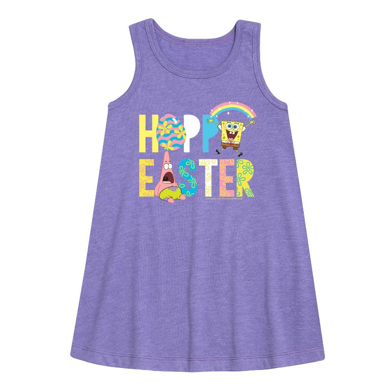 Girls' - SpongeBob Squarepants - Hoppy Easter Icons Graphic Sleeveless Aline Dress