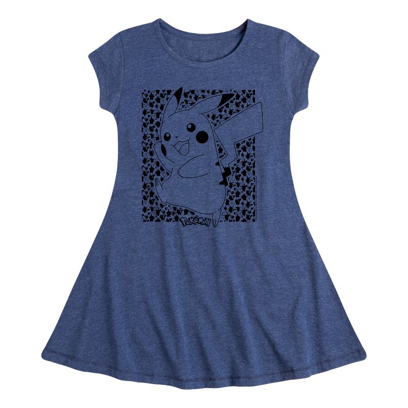Girls' - Pokémon - Pikachu Pattern Fit & Flair Cap Sleeve Dress