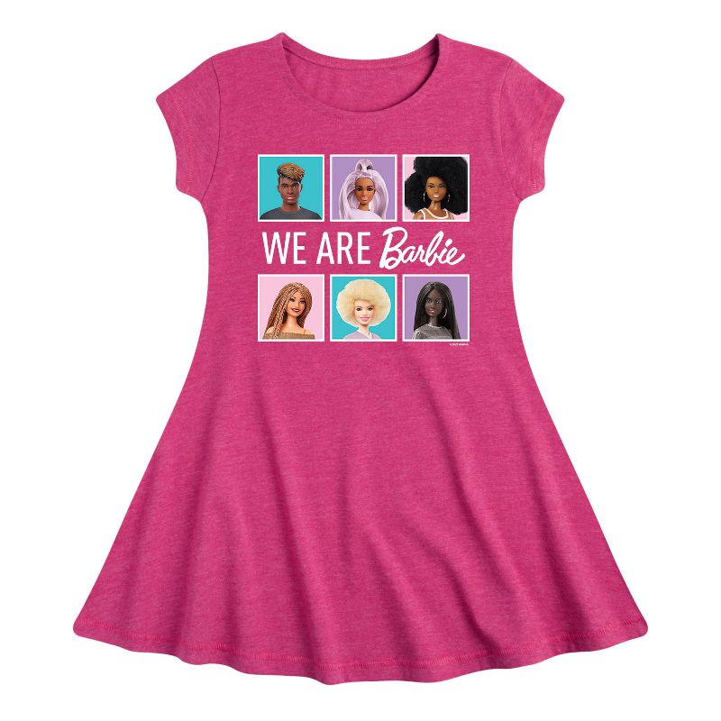 Girls' - Barbie - We Are All Barbie Fit & Flair Cap Sleeve Dress