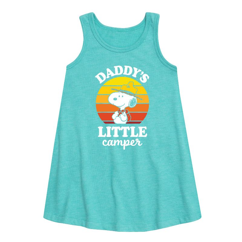 Girls' - Peanuts - Daddy's Little Camper Graphic Sleeveless Aline Dress