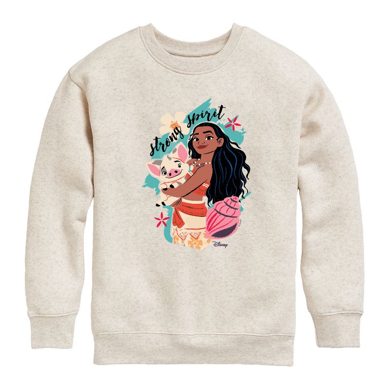 Boys' - Disney - Moana Strong Spirit Graphic Long Sleeve Fleece Sweatshirt