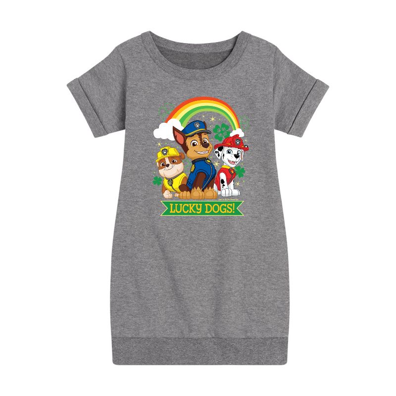 Girls' - Paw Patrol - Lucky Dogs Graphic Short Sleeve Fleece Dress