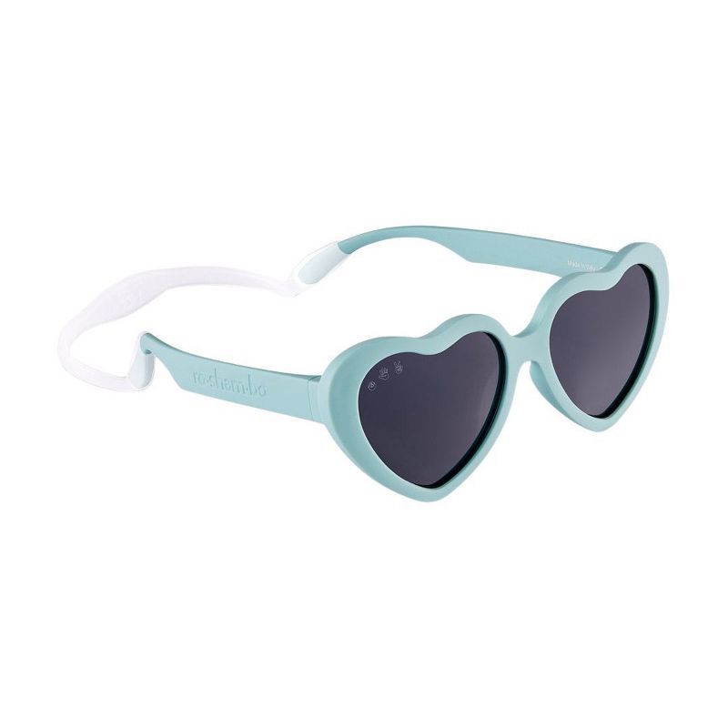Roshambo Bend-in-Half Flexible Heart Kids Sunglasses | Made in Italy | Polarized UV400 Lens | Carrying Sleeve, Silicone Strap & Ear Locks Included!