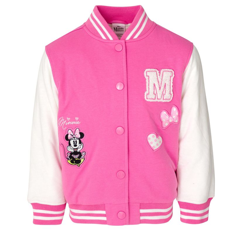 Disney Minnie Mouse Frozen Lilo & Stitch Moana Girls Varsity Bomber Jacket Little Kid to Big Kid