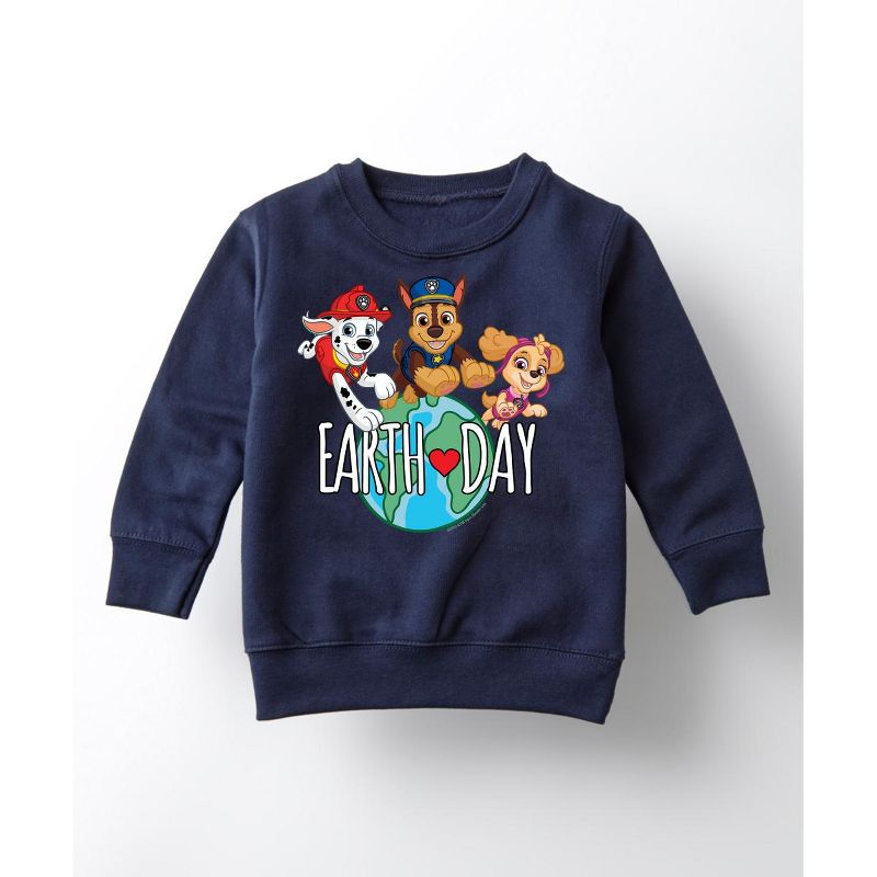 Boys' - Paw Patrol - Earth Day Globe Graphic Long Sleeve Fleece Sweatshirt