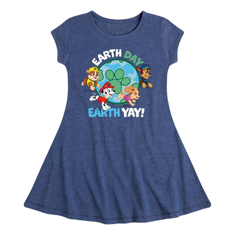Girls' - Paw Patrol - Earth Day Yay Fit & Flair Cap Sleeve Dress