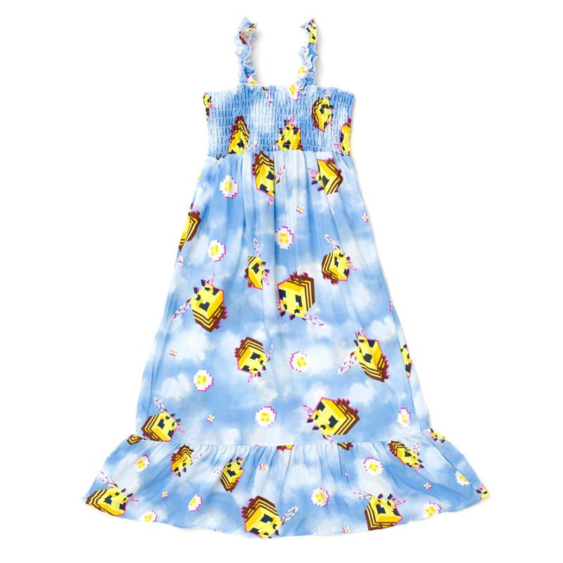 Minecraft Square Neck Smocked Maxi Dress