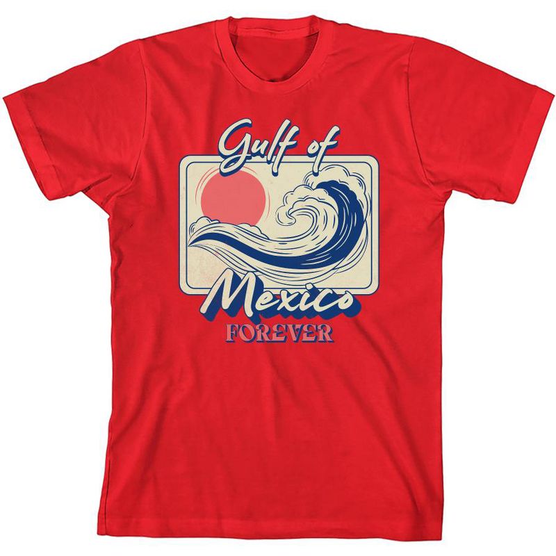 تي شيرت شبابي بأكمام قصيرة ورقبة دائرية من Gulf of Mexico Forever Sunset Wave