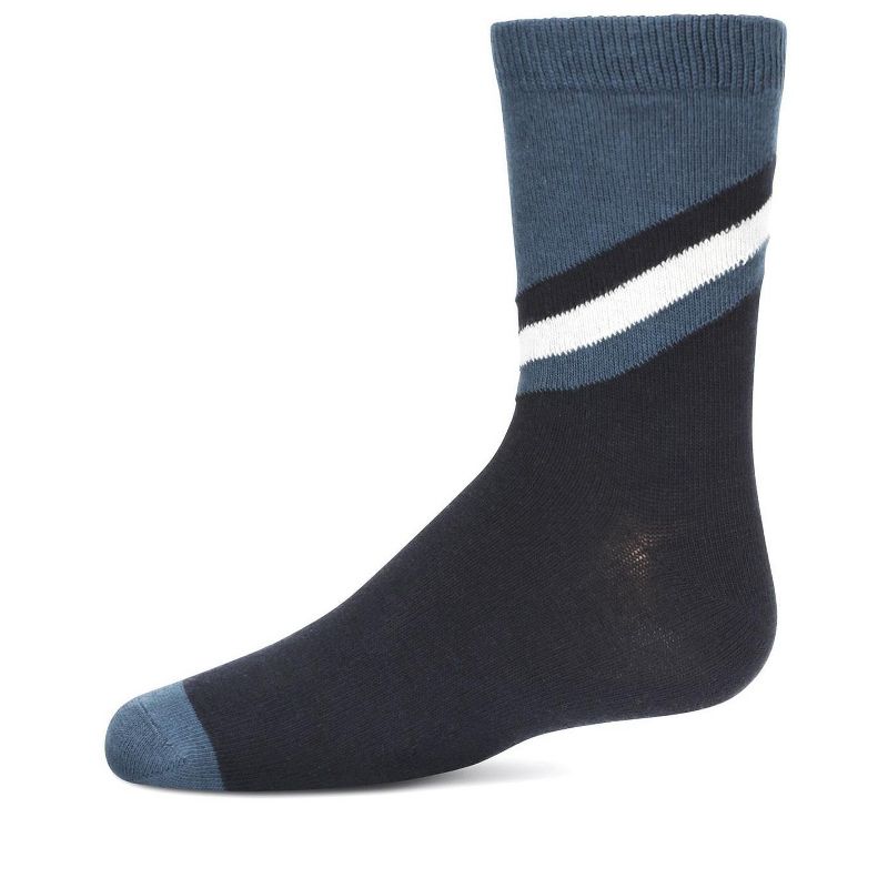 Memoi Boys' Geometric Diagonal Stripe Crew Socks