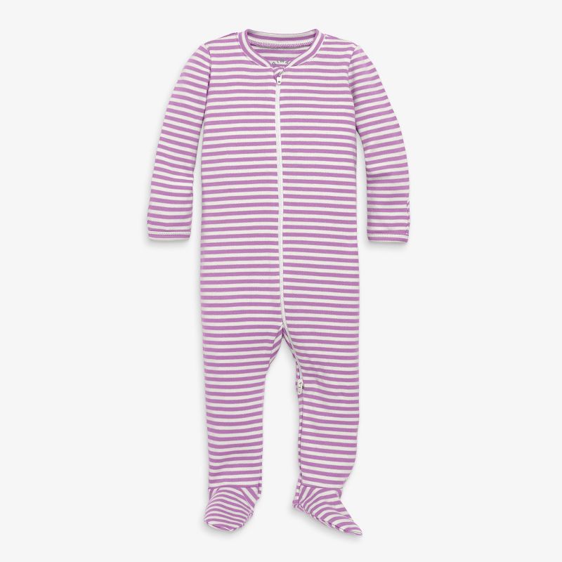 Primary Kids Baby Organic Zip Footie In Stripe